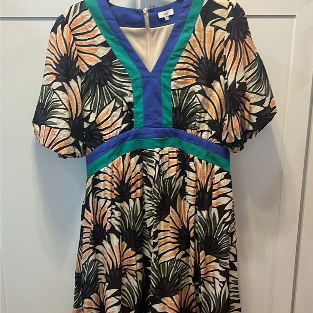 Voy Blue and Green Colorblock Dress